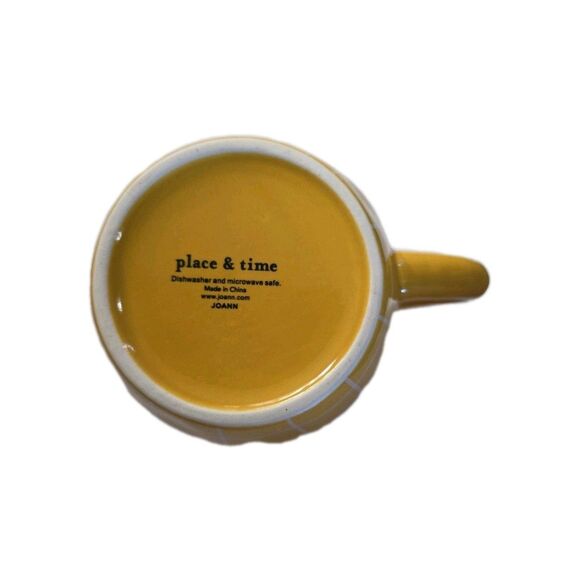 JOANNS Place & Time Yellow/White Mug NEVER USED - Picture 3 of 4